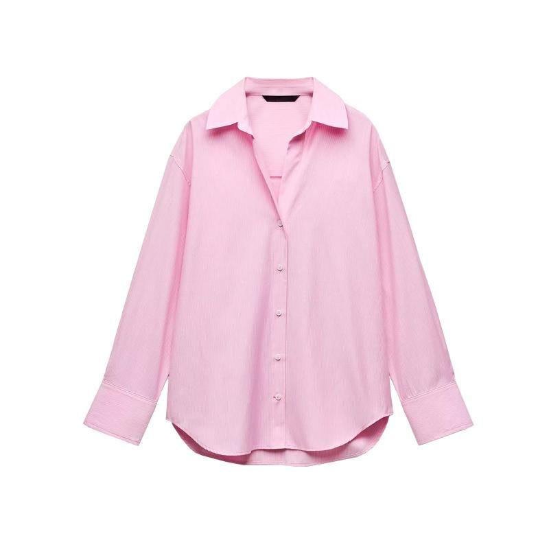 Spring New Women Clothes Western Style Stripe Oxford Long Sleeve Lapel Simple Loose Shirts 8741049