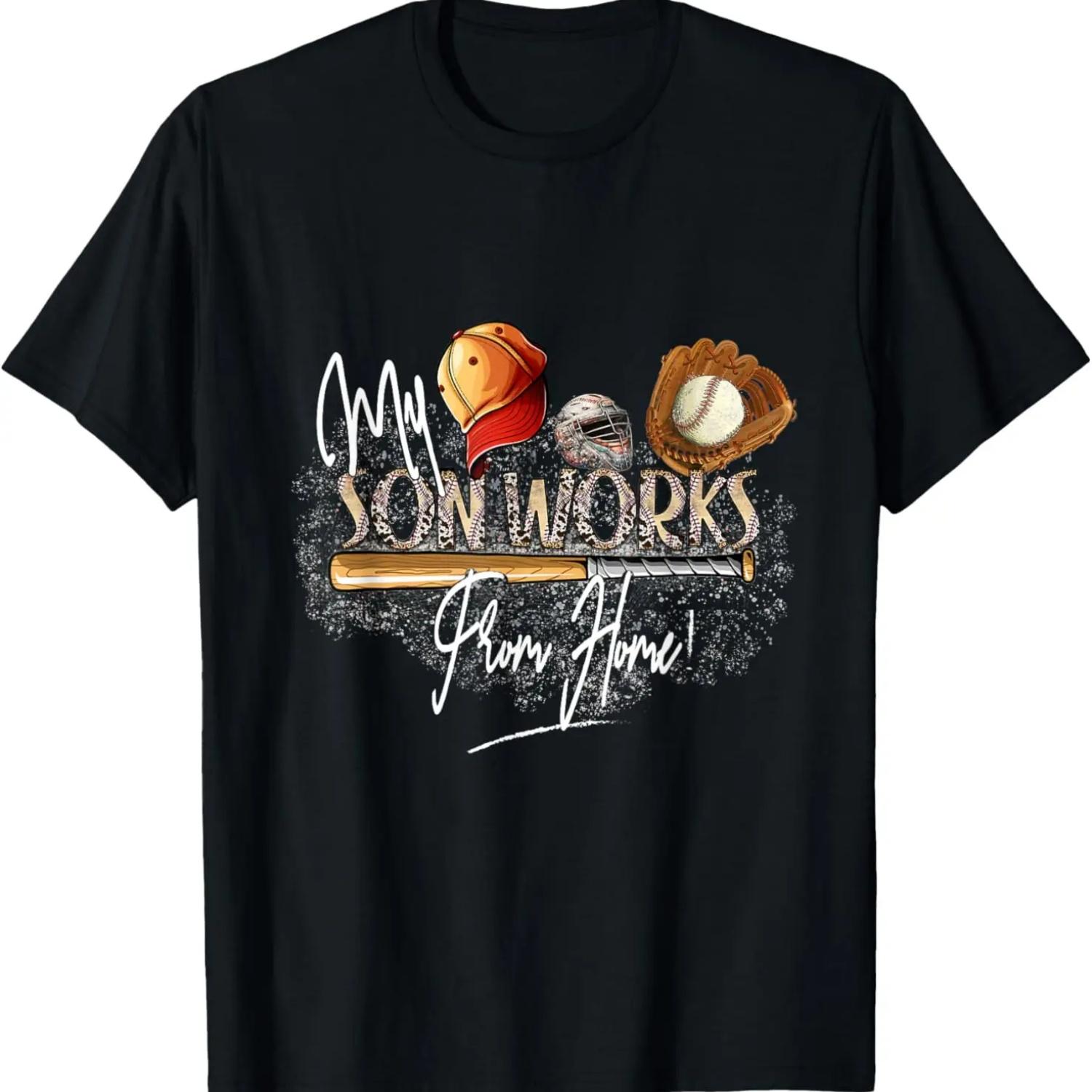 

Mother s Day Catcher s Mom Baseball My Son Works From Home T-Shirt S чёрный
