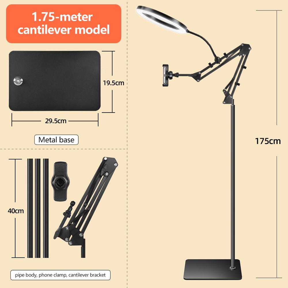 Phone Live Streaming Stand with LED USB Fill Light Flexible Gooseneck Adjustable Overhead Lighting for Phone Live Streaming Fill