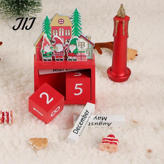 Nordic Style Christmas Decor Countdown Blocks, Desktop Advent Calendar with Movable Season Home Days Until Xmas Ornament for Office Gift Kids