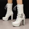 European and American Fashion Autumn and Winter New Large Size Lace-up Thin Heel Super High Heel Short Boots Women's Fashion Boots Short Boots