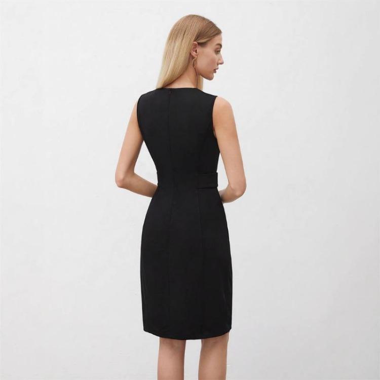 Summer Sleeveless V Neck Dress Women Simple Fashion Commuter Spring Dress