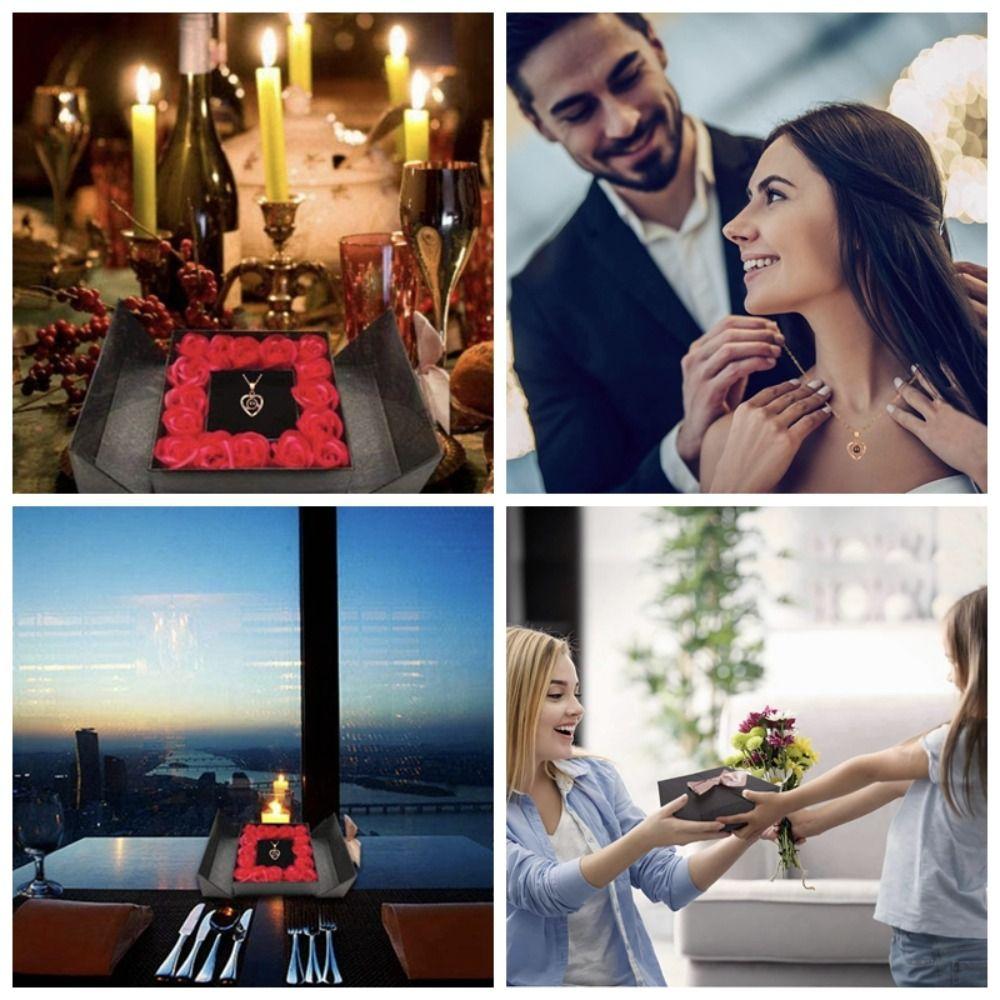 

Креативный подарочный набор в виде цветка розы, роскошный кулон в виде любви, ювелирные изделия, подарки для возлюбленной, ожерелье в виде сердца для жены style 2