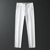 Light Luxury Men'S Elastic Jeans Men'S Black Anti Fading White Three Proof Fabric Small Straight Leg Pants