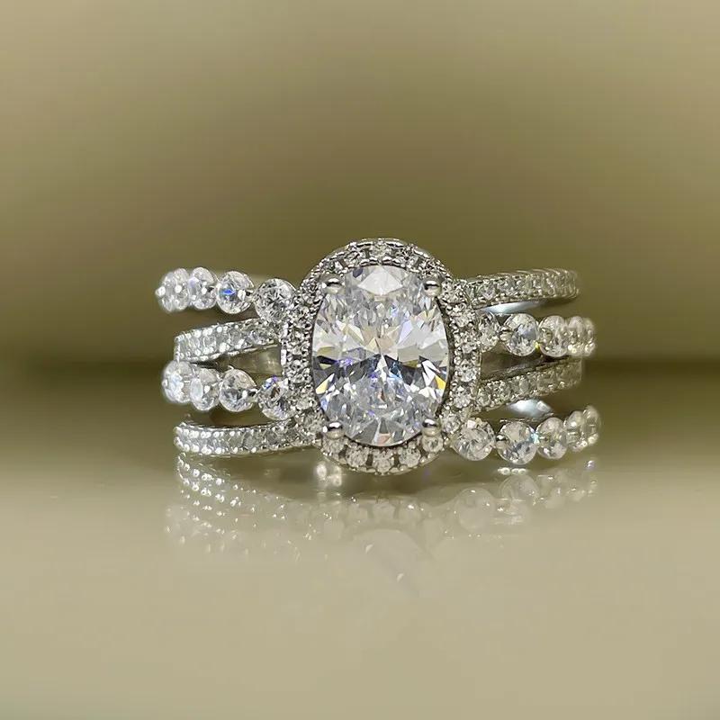 CAOSHI Bright Oval Shape Zirconia Finger Ring Lady Bridal Wedding Band Jewelry Fashion Luxury Accessories for Engagement Party