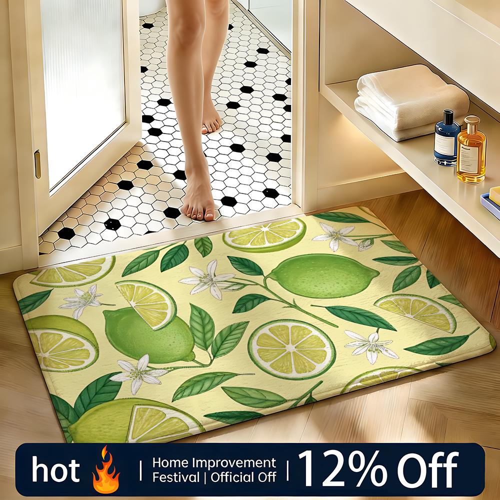 Soft Absorbent Non-Slip Rug Pattern lemon pattern Floor Mat Home Decor Doormat Bedroom Floor Mat Shower Carpet