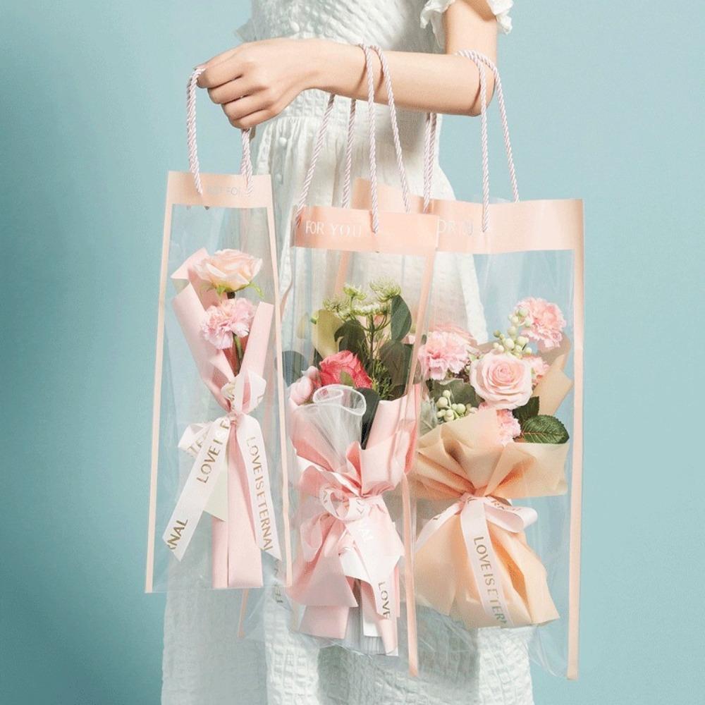 10pcs Transparent Bouquet Gift Bag Party Supplies Florist Plastic Bag New Birthday Gift Bag  Gift
