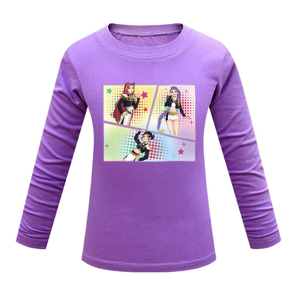 Dětské Dívčí Anime Kreslené K-POP Tištěné Ležérní Tričko s Dlouhým Rukávem Top