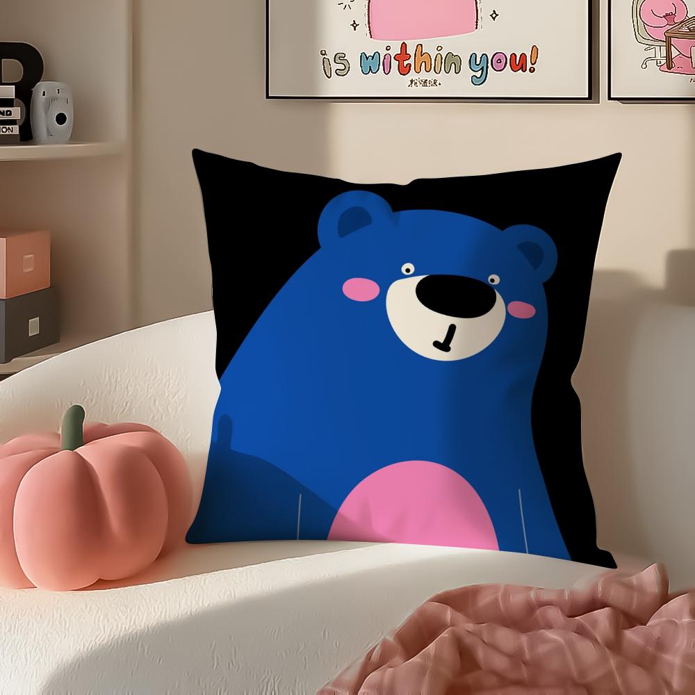 Cute Cartoon Animal Art Cushion Cover Pillowcase Short Plush Invisible Zipper Room Sofa Cushion Cover