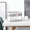 Třívrstvý průhledný přenosný úložný box na léky s velkou kapacitou