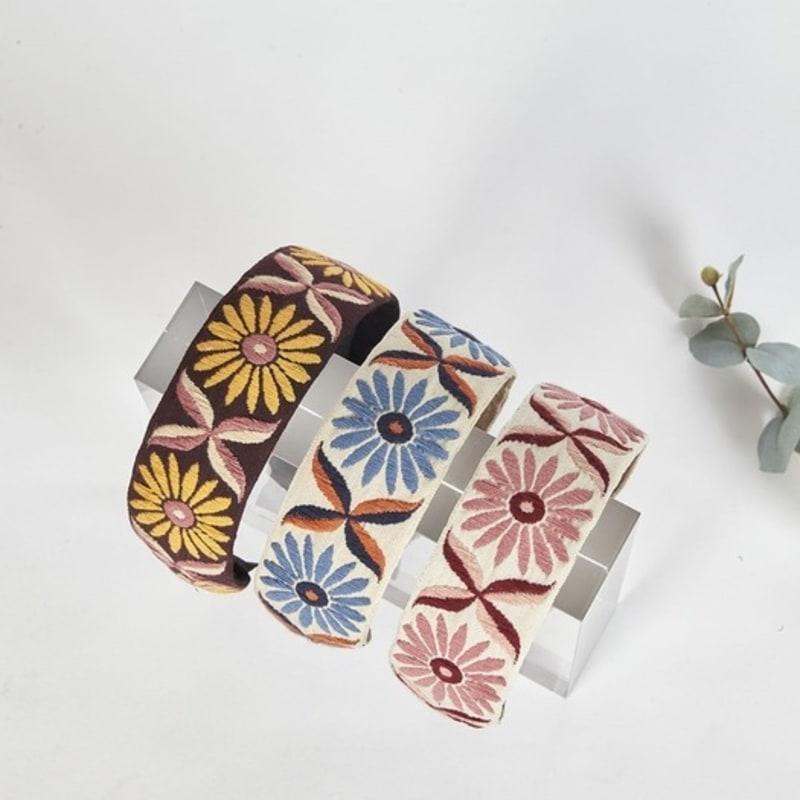 LALA Sunflower Embroidered Hairband P-Blue