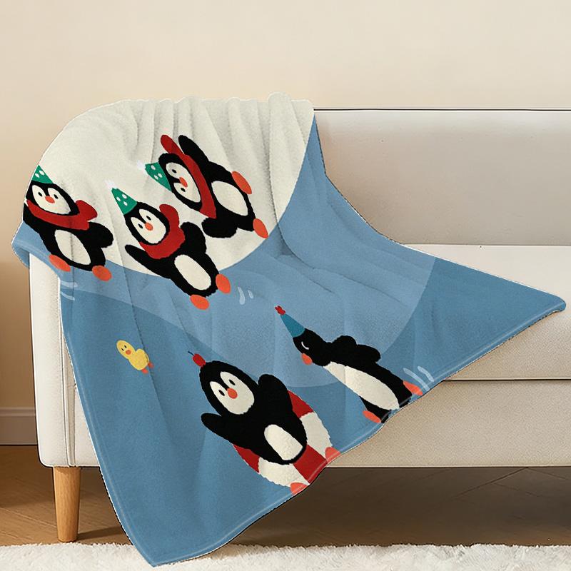 Penguin Series Flannel Blanket – No Shedding Soft Cozy Fleece, All-Purpose Warm Throw for Home, Camping, Christmas & Halloween Decor