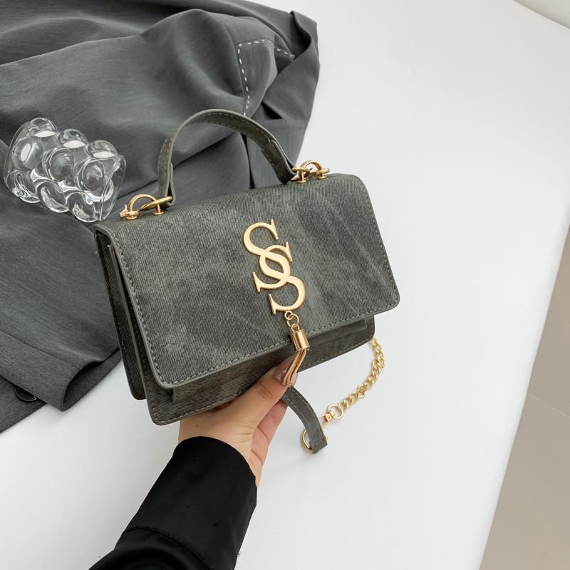 Stylish Blue Green Gray Retro Chic Trendy Sling Crossbody Small Square Bag For Women