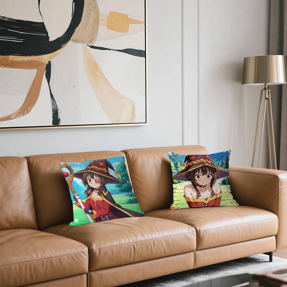 Konosuba-Anime-M-Megumin Personalized Pillow Cover Kids Bedroom Wild Party Decor Pillowcase Kid Birthday Shower Gift