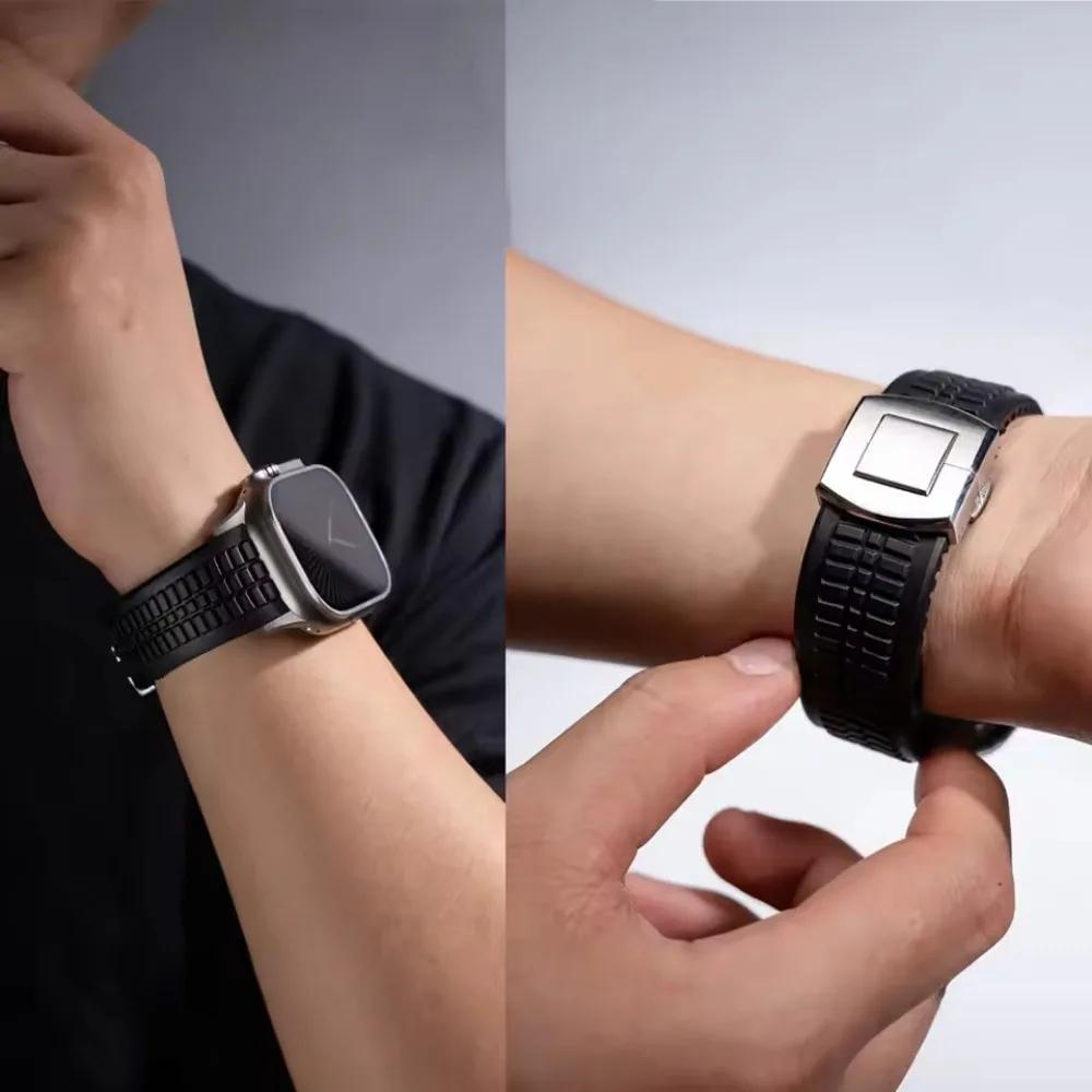 Luxury Silicone Strap For Apple Watch Ultra 3/2/1 49mm Series 11/10 46mm Sport Bracelet Wristband iWatch 9 8 7 6 5 SE 45mm 44mm