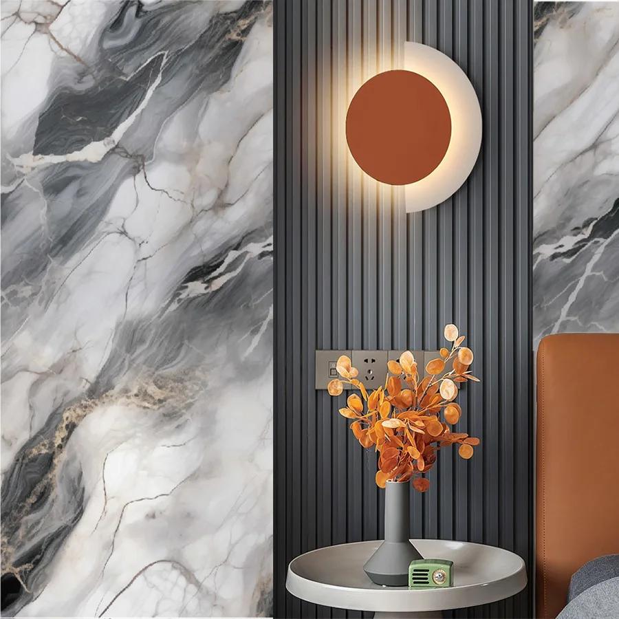 Grey Imitation Marble Self-adhesive Wallpaper Kitchen Thickened Oil Proof Sticker Old Item Renovation Self-adhesive Wallpaper