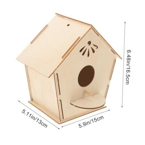 VICASKY unfinished wooden birdhouse kit childrens craft art project unpainted decoration making can be painted hand