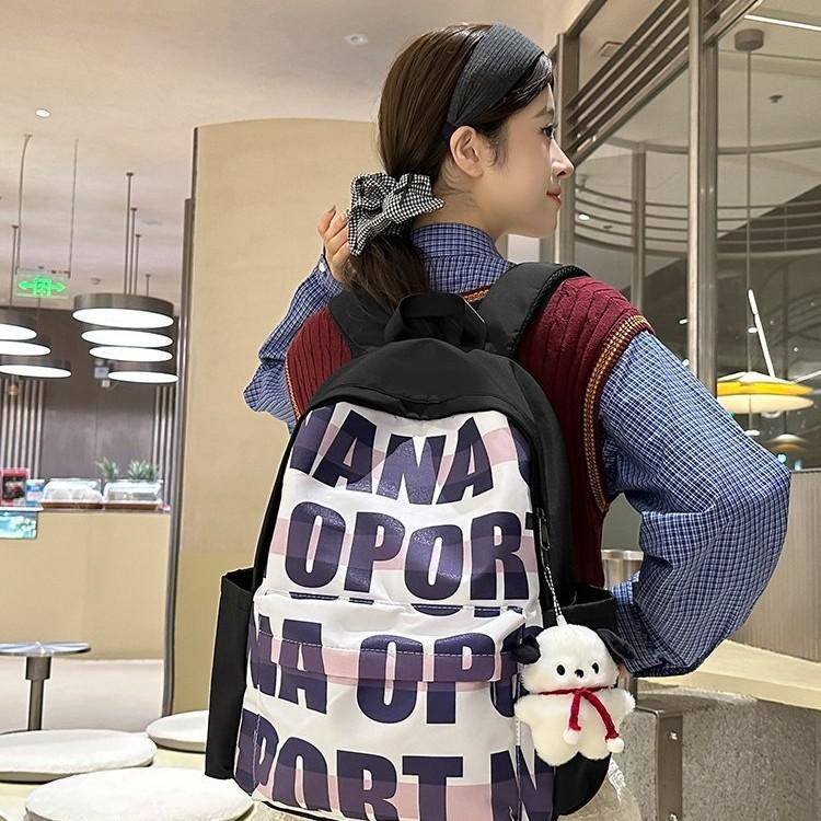 Schoolbag Mori men's and women's high-value, dirt-resistant, lightweight, versatile letter printing, large-capacity schoolbag, backpack for junior hig