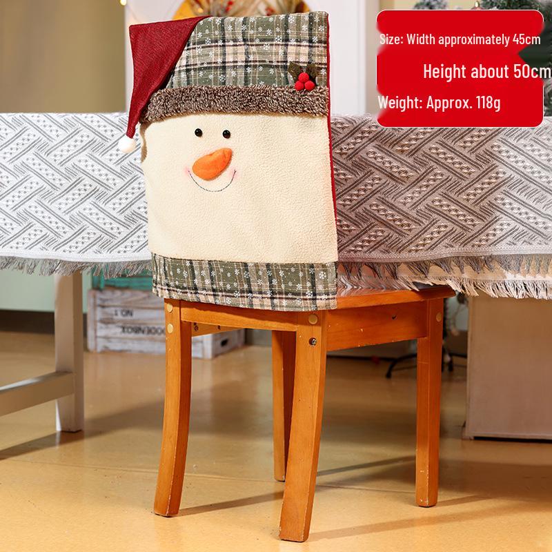 Christmas Santa and Snowman Chair Back Covers - Festive Restaurant Decorations
