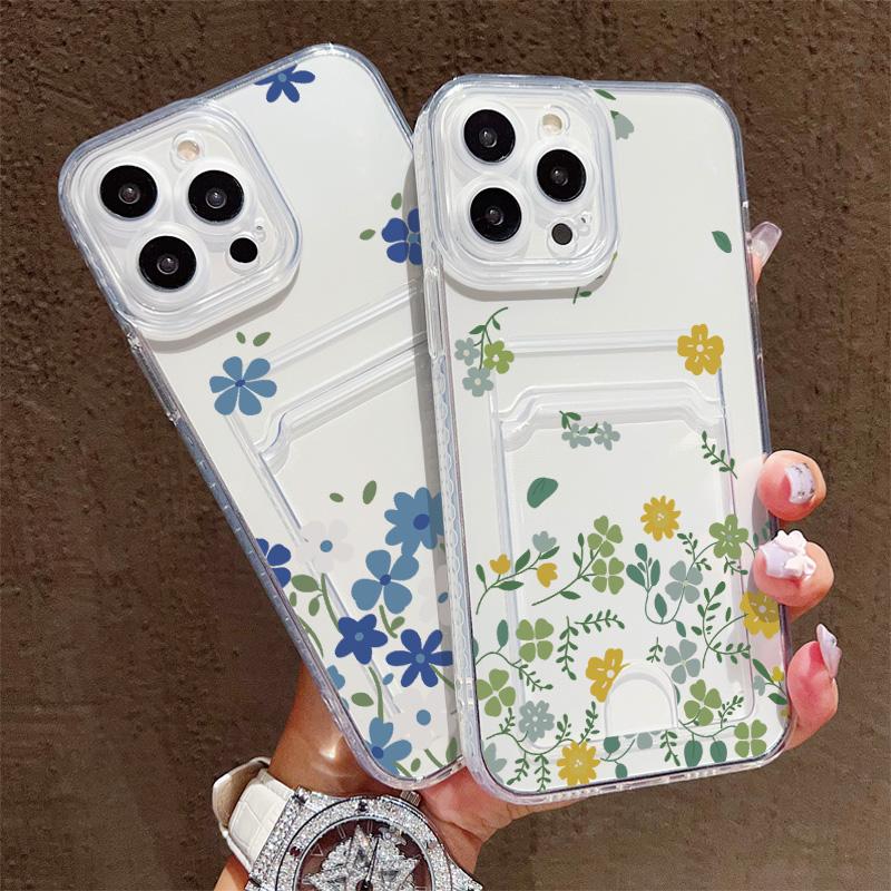 Card Slot Holder Silicone Wallet Pocket Case For Xiaomi Redmi Note 13 12 iPhone 17 Air 16 14 Pro Max Samsung S23 S24 S25 Plus Cover Clear Phone Bumper
