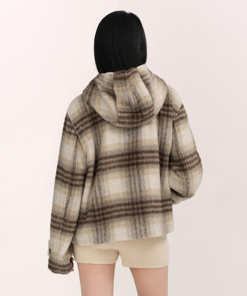 MUSINSA STANDARD WOMAN Women'S Alpaca Blend Check Short Duffle Coat [Mustard]