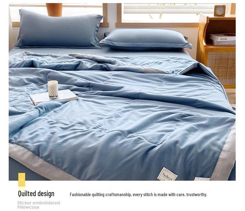 Washable Cotton Summer Quilt - Lightweight Thin Quilt for Home, Dorm, or Single Use