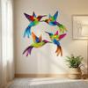 Metal Hummingbird Wall Art Decor Set of 4 Decorative Metal Hanging Sculptures for Indoor Outdoor Home Garden Patio Fence Wall Decoration