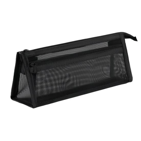 Mesh Pencil Case Compact Makeup Travel Case Large Capacity Portable Stationery Bag Transparent Nylon Organizer for School Exams