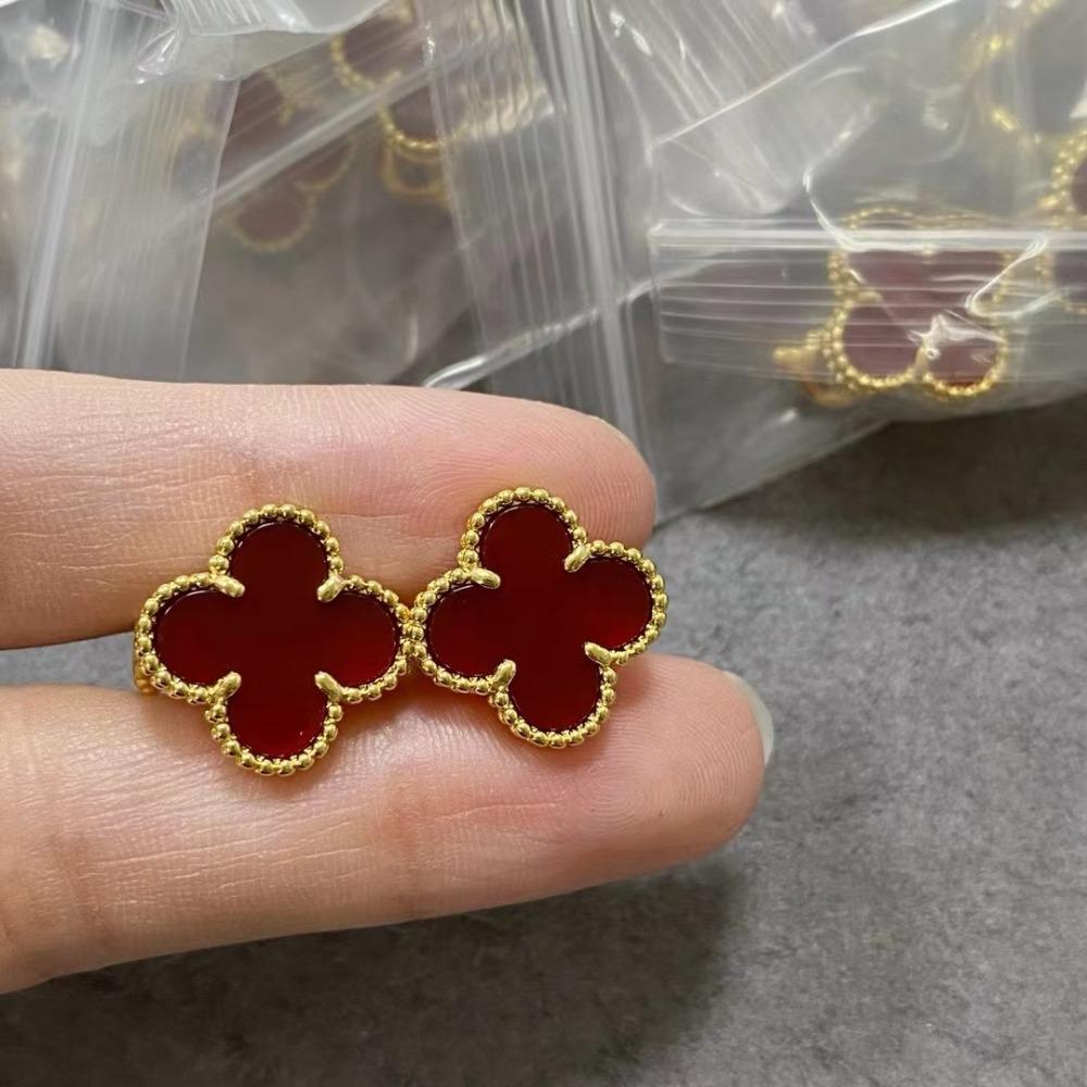 

15 мм серьги-клеверы белые перламутровые серьги женские серьги премиум-класса Sense красный