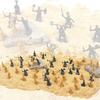 50 PCS Medieval Soldiers Model 1:72 Scale Blue Gold Gray Yellow Multiple Postures Miniature DIY War Scene Role-Playing Props ZYF