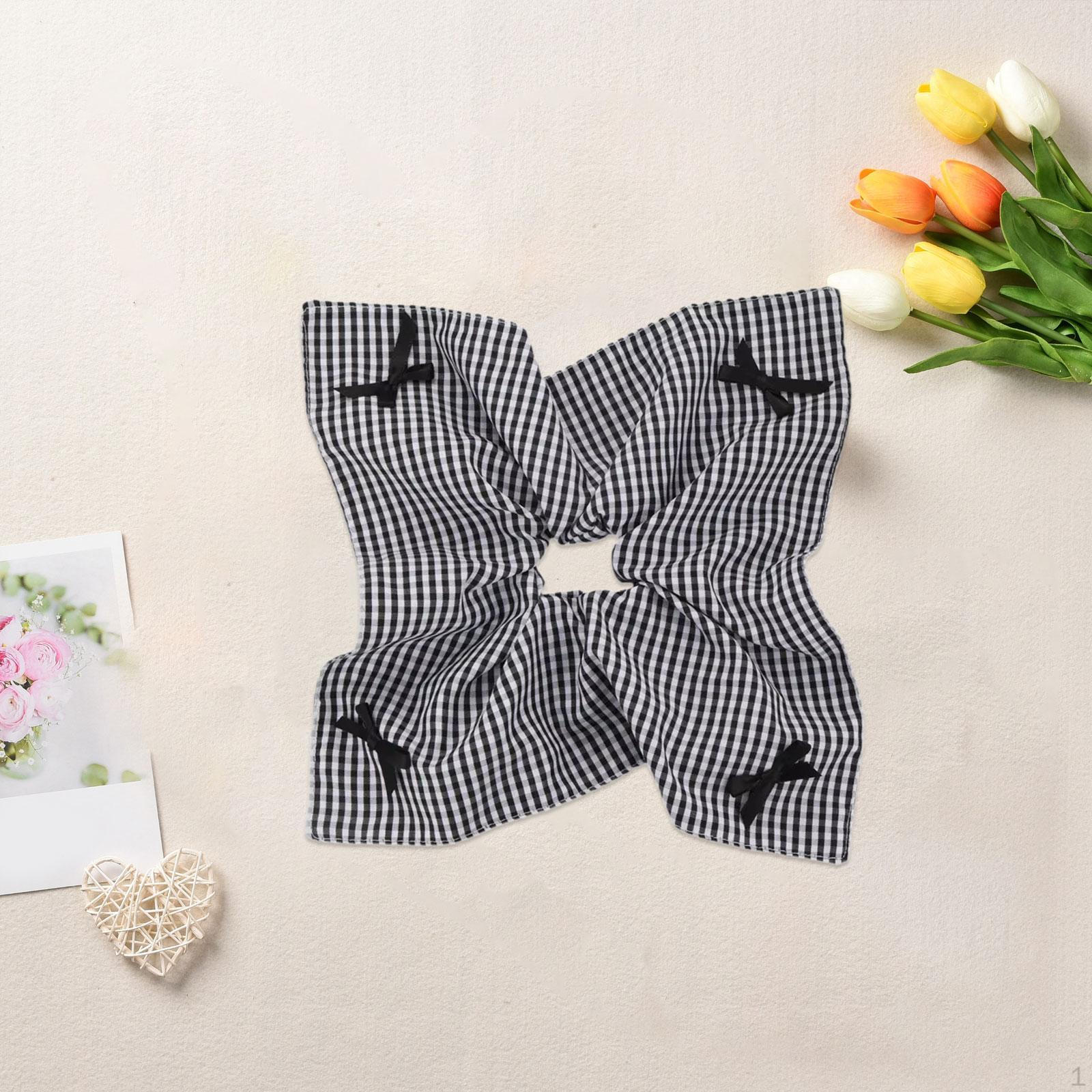 

Клетчатая резинка для волос с бантом для хвоста и повседневного использования Black White