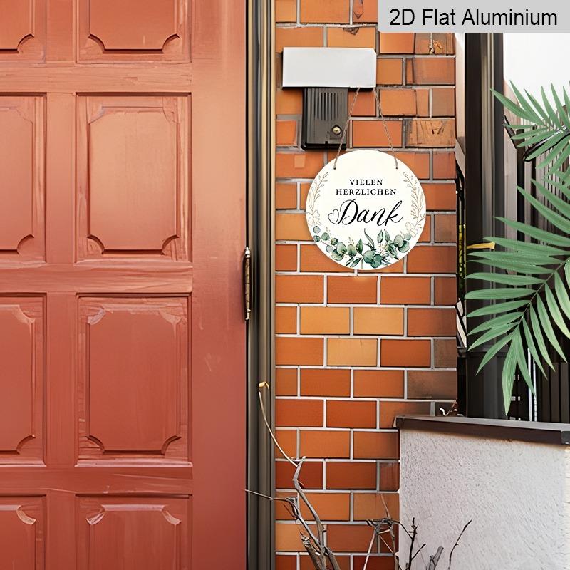 2D Flache Retro-Aluminium-Wandaufkleber in verschiedenen Größen. Deutsch-thematische Dankeschön-Dekoration mit Eukalyptusblatt-Design. Ein perfektes Zuhause-Dekor und Geschenk