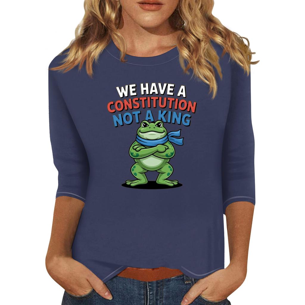 Women's Fashionable Casual Three-quarter Sleeve Round Neck Top