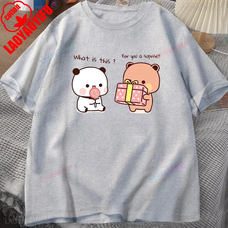 Happy Birthday PANDA BEAR T-shirt Bubu and Dudu Love Graphic T Shirts Harajuku Cotton Short Sleeve Unisex Clothing Couple Outfit