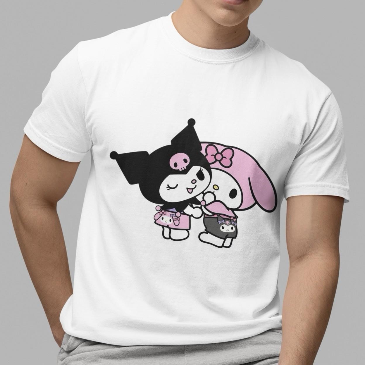 Kuromi My Melody Sanrio White Cute Graphic Kawaii T-Shirt Unisex Casual Top Tee M