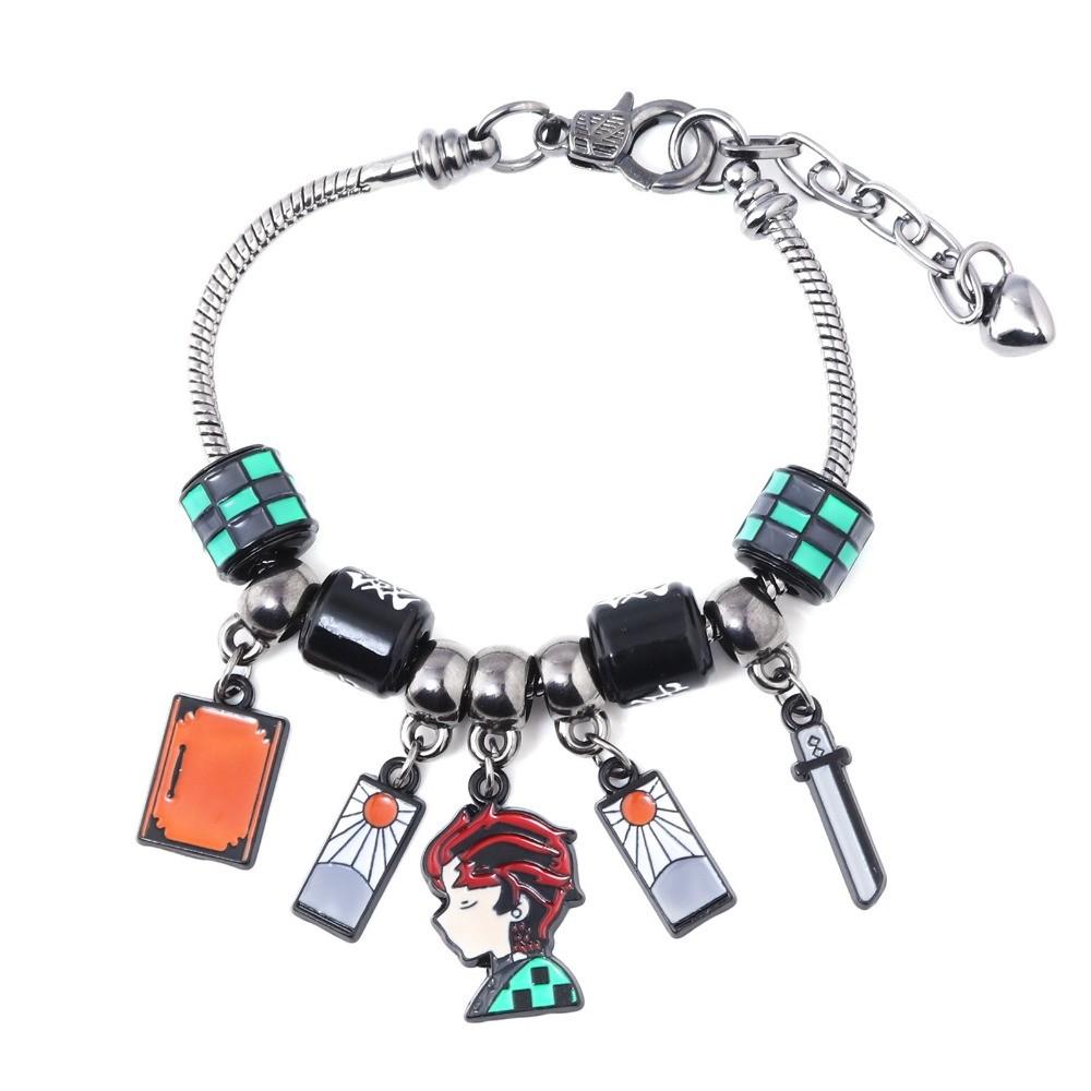 Anime Demon Slayer Kimetsu No Yaiba Bracelet DIY Beaded Cartoon Character Pendant Hand Dress Cosplay Props Fan Gift Jewelry