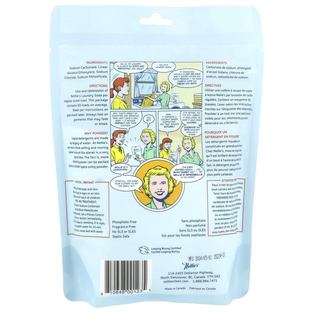 Nellie'S, Washing Soda, Fragrance Free, 50 Loads, 726G (1.6Lb)