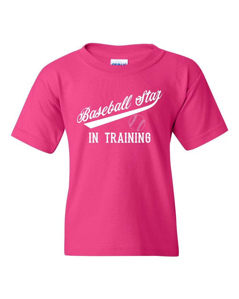 BASEBALL STAR IN TRAINING Youth Kids Pink kids boys T-Shirt S-XL FREE S&H! 140