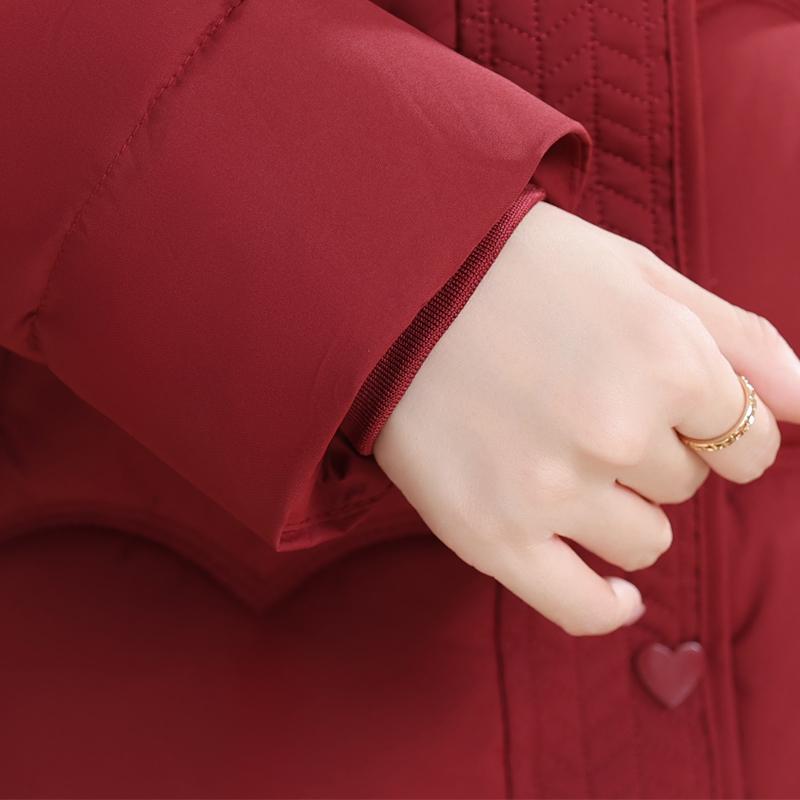 Μεγάλα Μεγέθη XL-5XL Μπουφάν Γυναικών Μέσης Ηλικίας Χειμωνιάτικα Μακριά Παρκά με Κουκούλα Χοντρά Ζεστά Κομψά Γυναικεία Μπουφάν