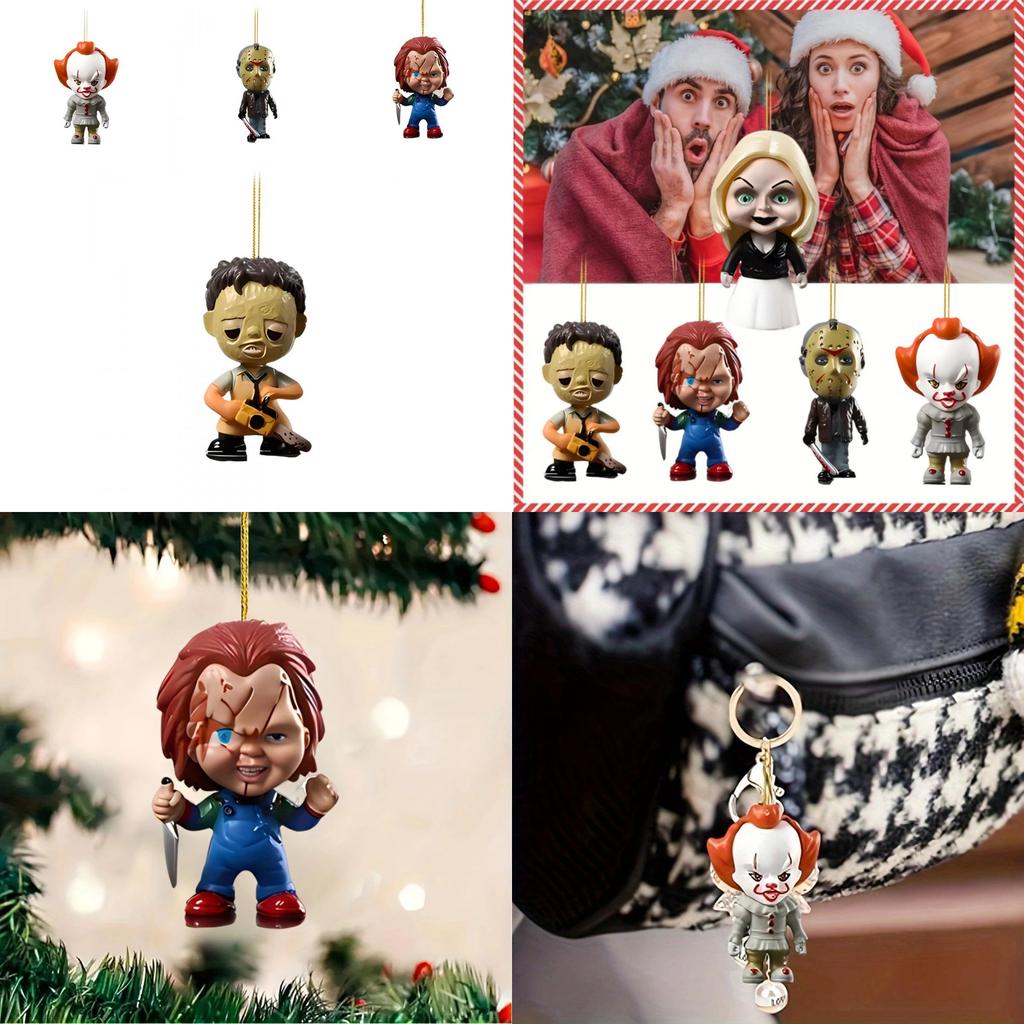 Halloween Scary Movie Character Acrylic Flat Hanging Party Decoration For Cars