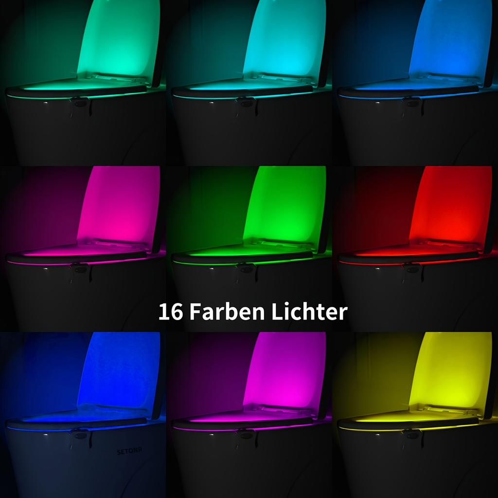 16-color motion-sensor toilet light, built into the toilet bowl, bathroom LED night light, suitable for toilets, Christmas gift.