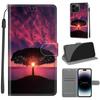 Untergehende Sonne PU Leder Brieftasche Flip Fotorahmen Buchhülle für iPhone Samsung Huawei Honor Xiaomi Redmi Oppo Sony Motorola Nokia Google