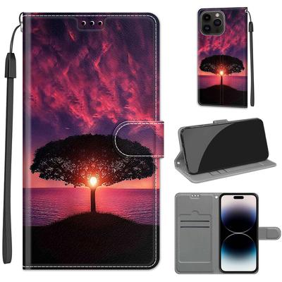 Ustawienie słońca Portfel ze skóry PU z klapką na ramkę na zdjęcia Etui na książkę dla iPhone'a Samsung Huawei Honor Xiaomi Redmi Oppo Sony Motorola Nokia Google