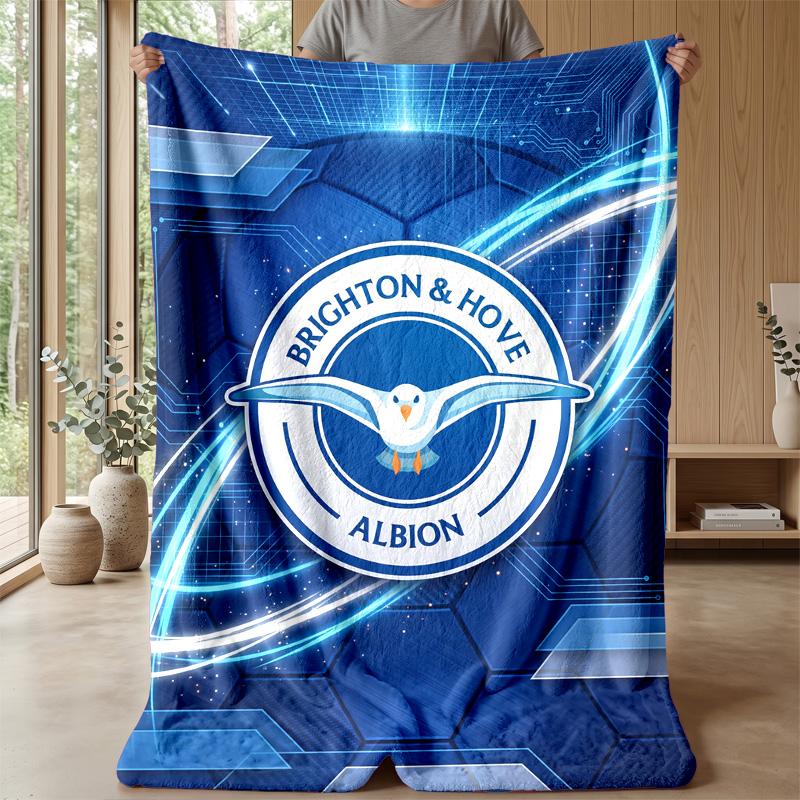 Coperta in Flanella con Stampa Calcio Brighton & Hove Albion, Coperta Morbida Calda Leggera per Divano Letto Campeggio