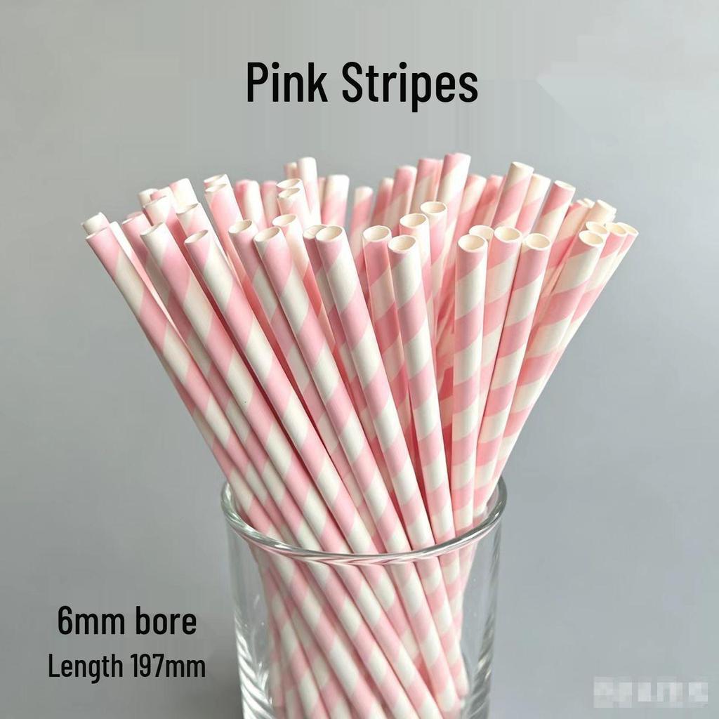 Individually Wrapped Biodegradable Striped Paper Straws