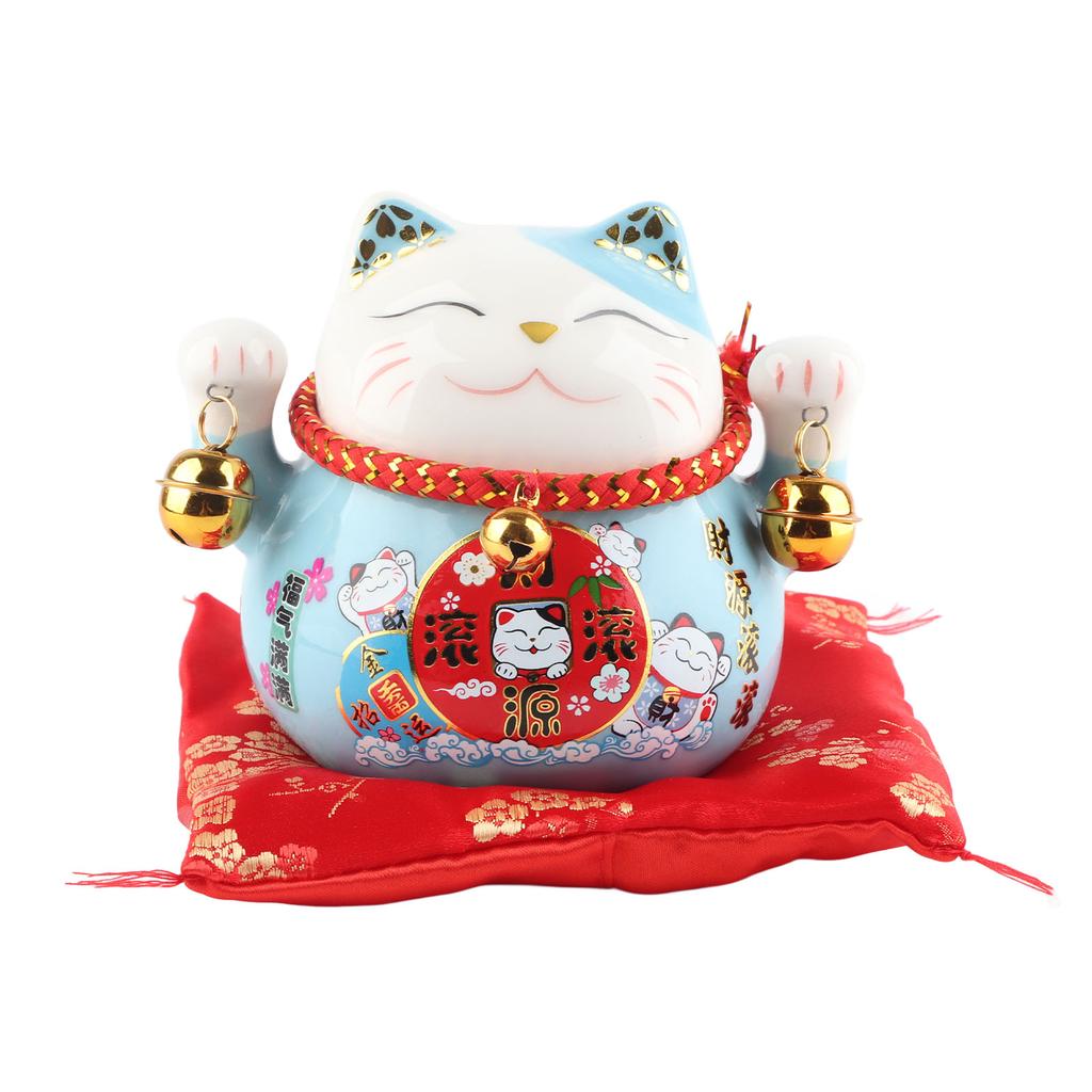 Lucky Cat Coin Bank 4.5in Exquisite Cute Bring Luck Good Ceramic Fortune Cat Saving Pot Desk Decoration