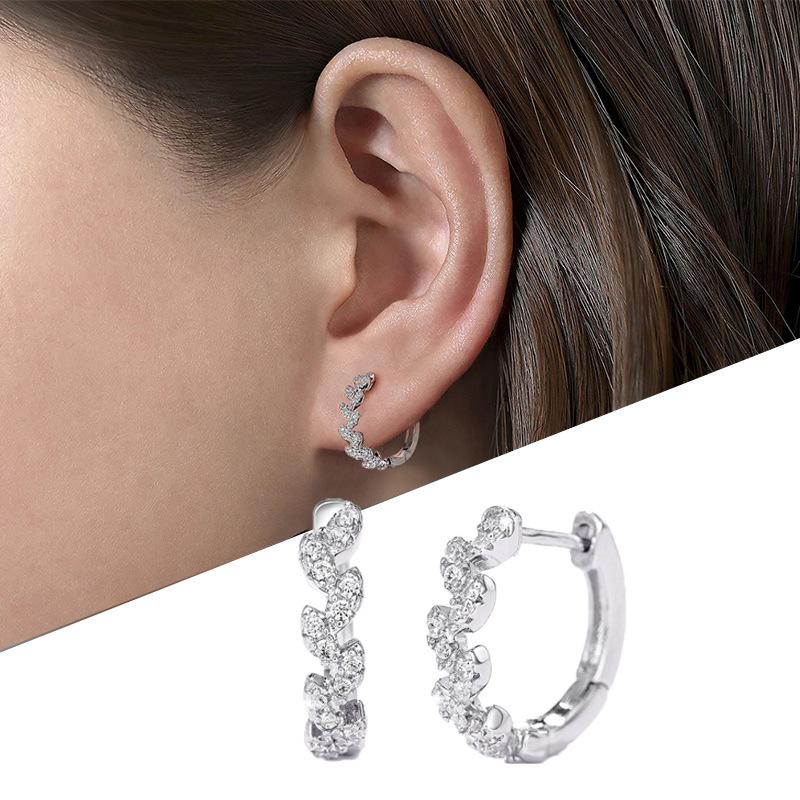 

Earrings, Mini Small Circle Flower Leaf Earrings, Creative Woven Hong Kong Style Design