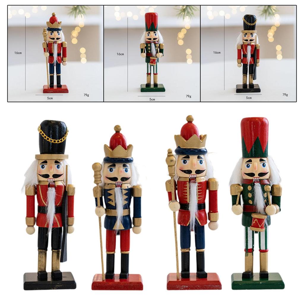 Wooden Christmas Nutcracker Traditional Classic Decoration Christmas Ornament for Kids Gifts Home Centerpiece Parties Table