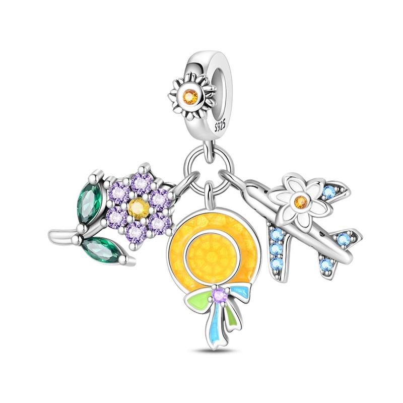 Charm Copper Plant Flower Theme Collection Pendant For 3Mm Original Bracelet Necklace Luxury Fine Diy Jewelry Women'S Gift