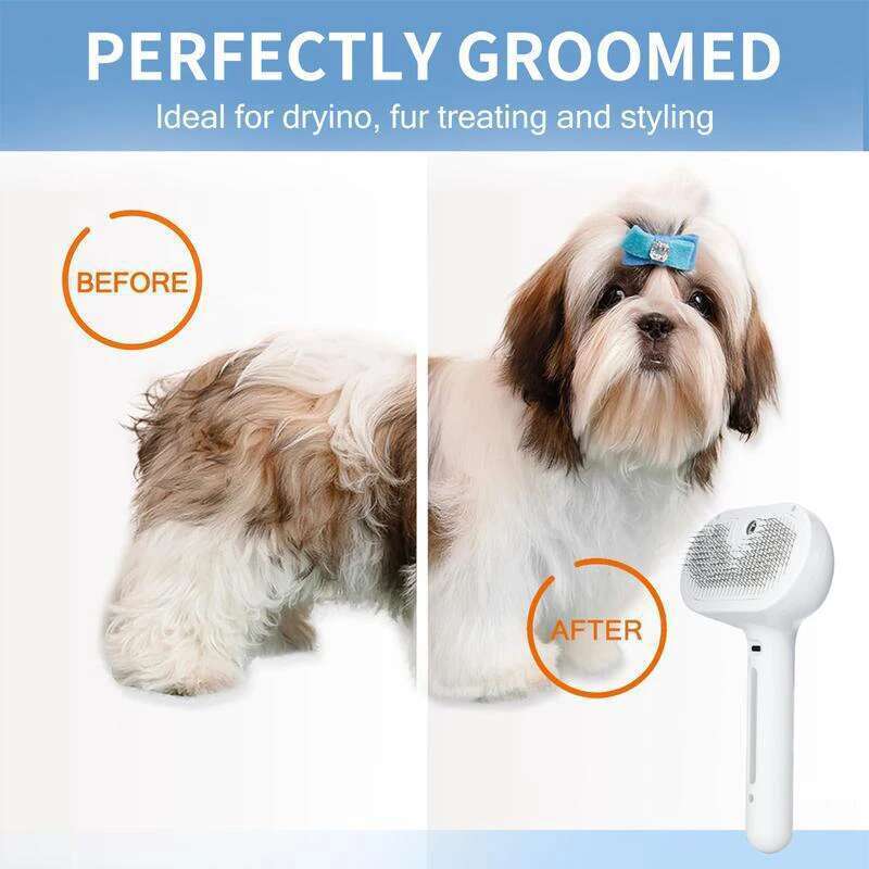 2026 3in1Pet Hair Removal Comb SoftTeeth Pet Massage Comb Pet Grooming Cleaning Brush Steam Spray Comfortable Safe for Dog Cat